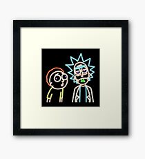 Neon Rick and Morty (Black) Framed Print