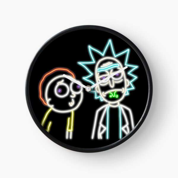 Neon Rick and Morty (Black) Clock