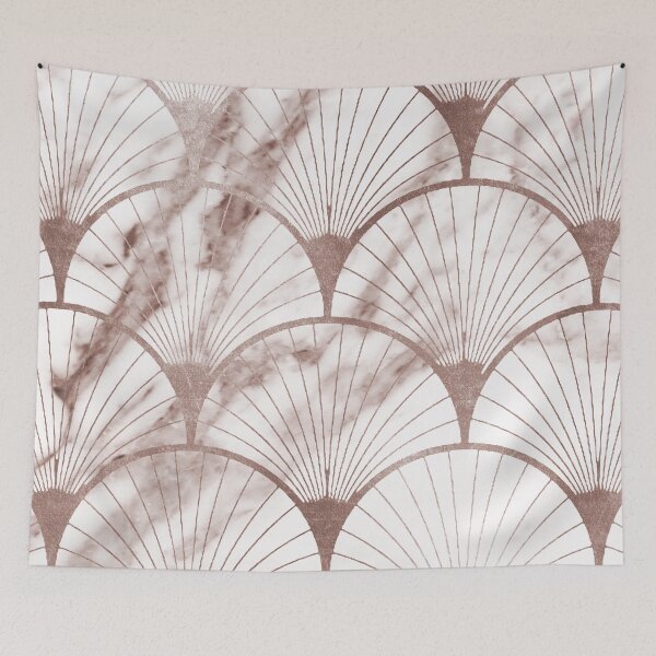 Item preview, Art Deco pattern - rose gold marble fans designed and sold by RoseAesthetic.