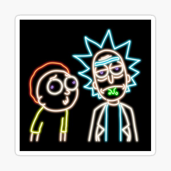 Neon Rick and Morty (Black) Sticker