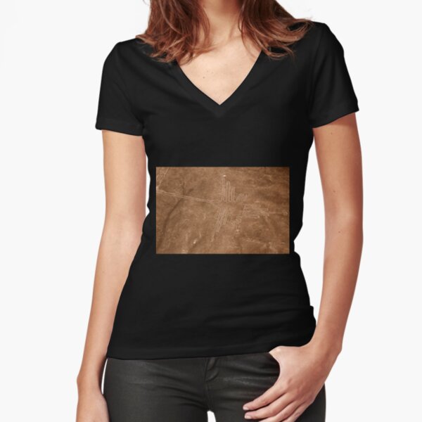 Colibri (Hummingbird), Nazca Lines, Peru Fitted V-Neck T-Shirt