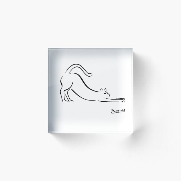 Pablo Picasso Cat Artwork Shirt, Kitten Sketch Reproduction Acrylic Block