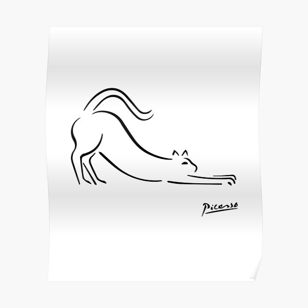 Chemise d'illustration de chat Pablo Picasso, reproduction de croquis de chaton Poster