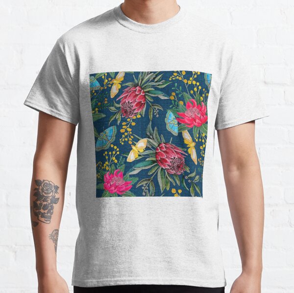 Australian flowers and butterfly moths painted in watercolor Classic T-Shirt