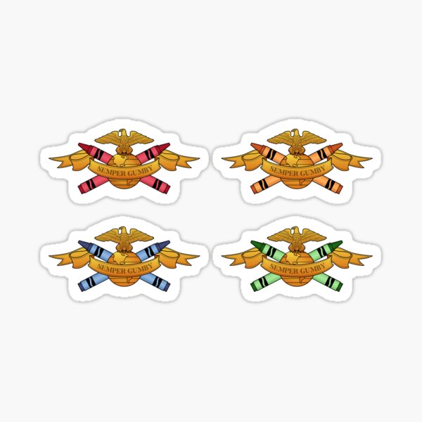 Eagle, Globe, and Crayon - Semper Gumby (Color) Sticker