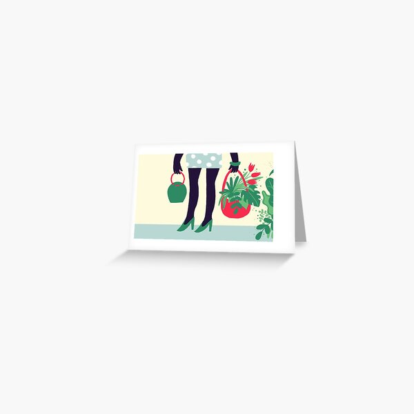 Spring Shopping Plants Greeting Card