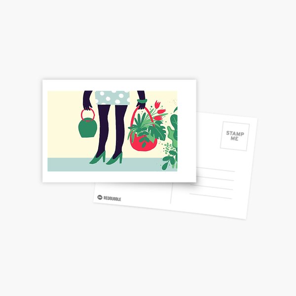 Spring Shopping Plants Postcard