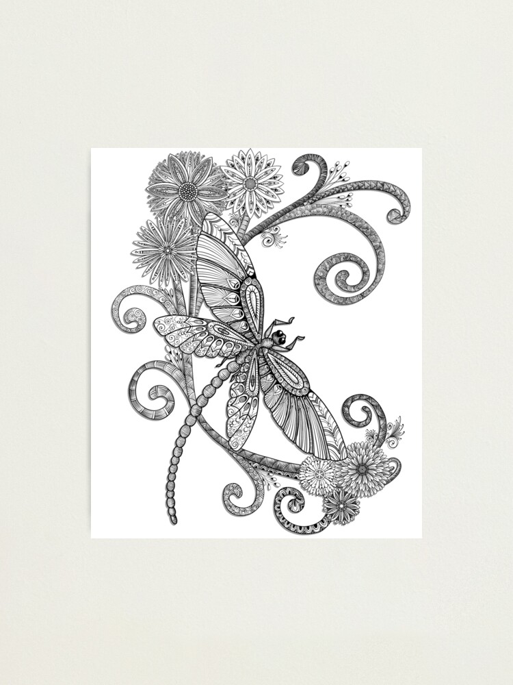 Alternate view of Fly Away - an entangled dragonfly design Photographic Print