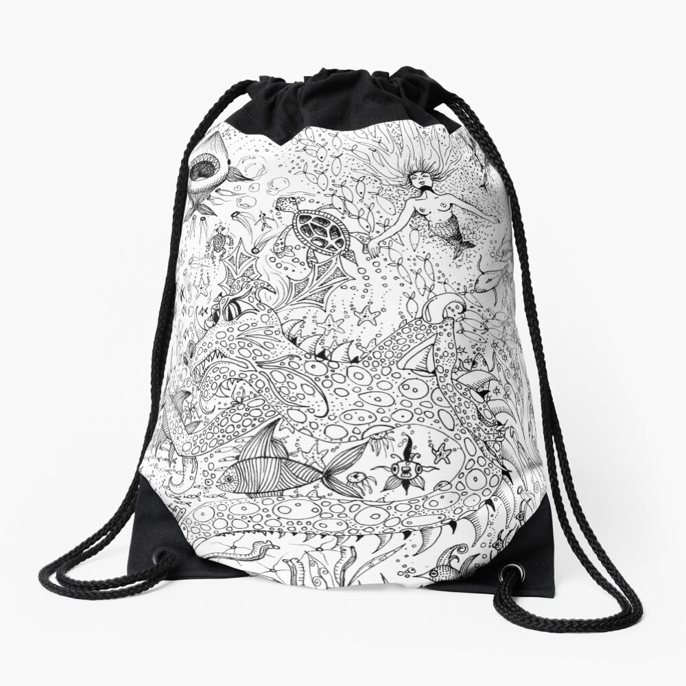 Watery Wonder World Drawstring Bag