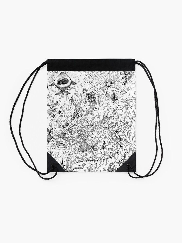 Alternate view of Watery Wonder World Drawstring Bag