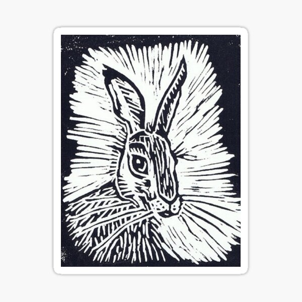 Hare Lino Cut Sticker