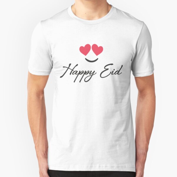 Happy Eid Mubarak T-Shirt | Happy City Colorful Islamic Tee Shirt Slim Fit T-Shirt