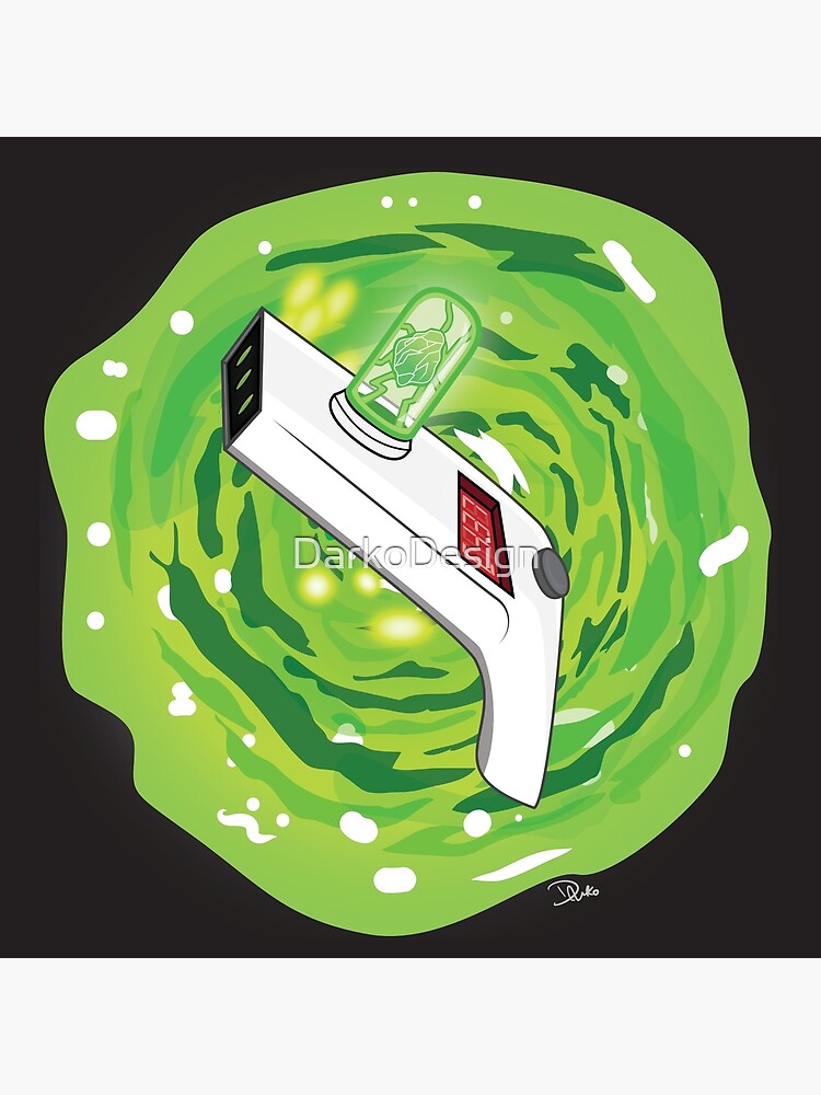 Rick And Morty Portal Gun White Art Board Print By Darkodesign Redbubble