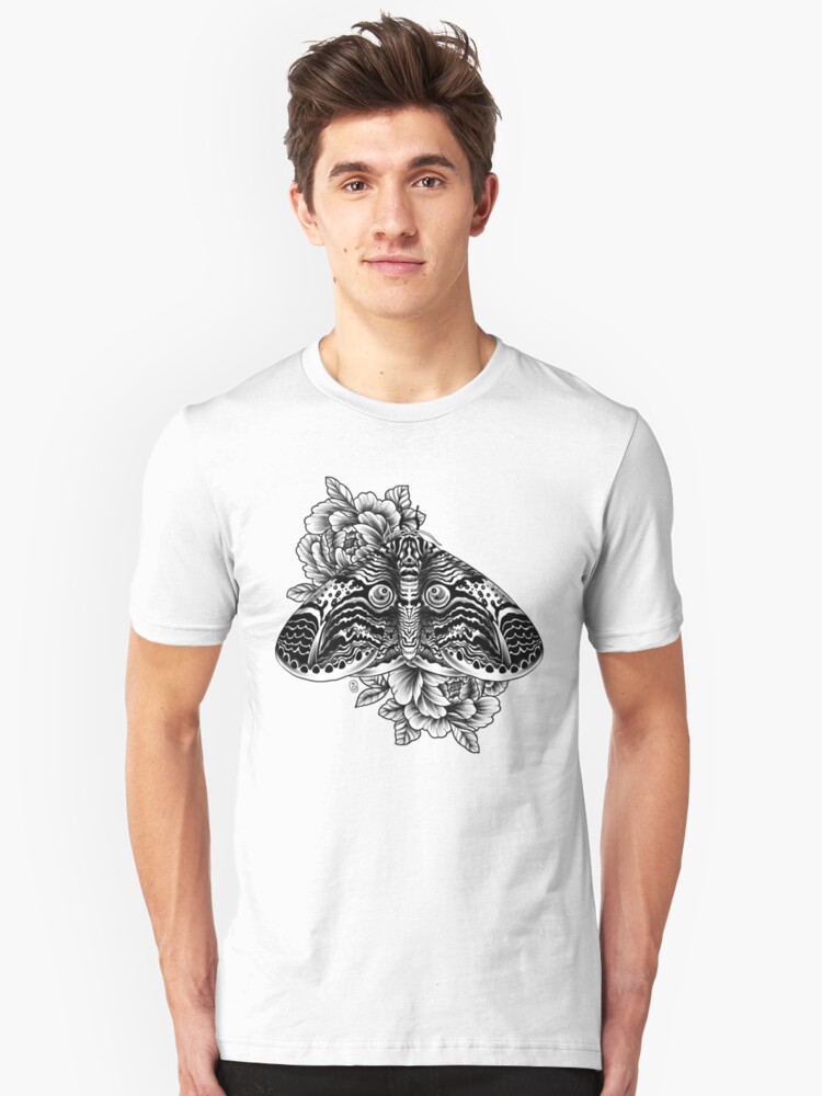 Alternate view of Owl Moth Tattoo Design Slim Fit T-Shirt