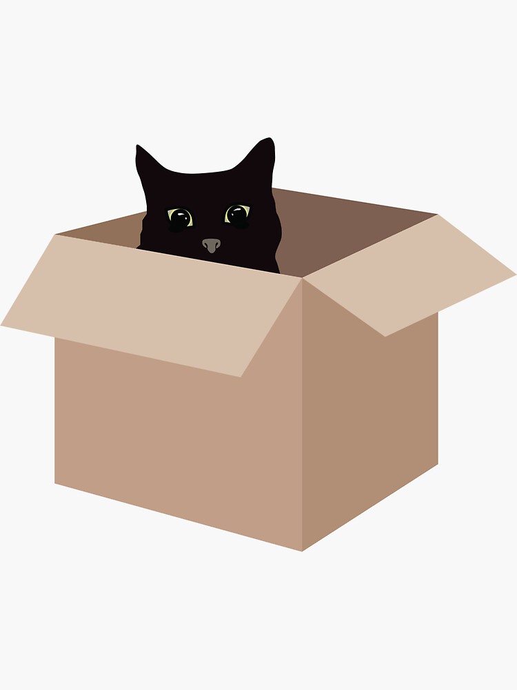 "Black Cat In A Box" Sticker for Sale by sf1696 Redbubble