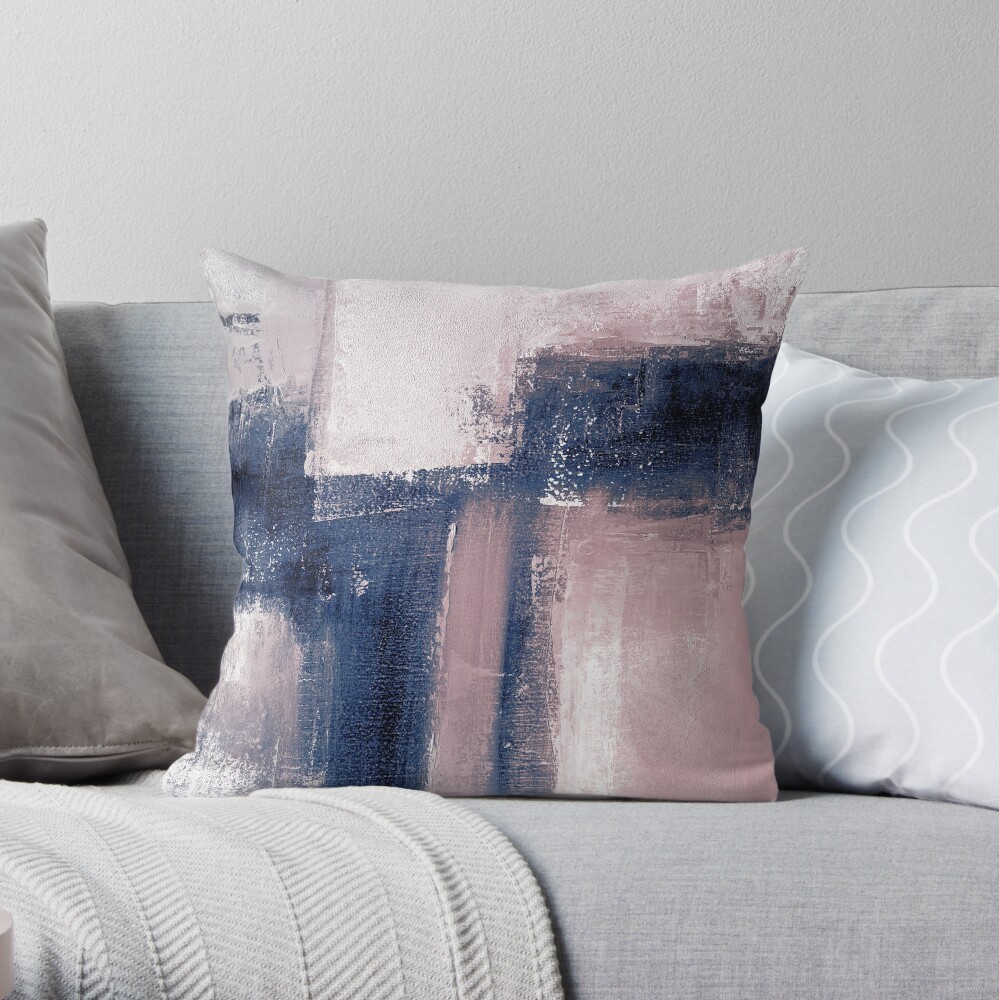 "Pink and navy 3" Throw Pillow for Sale by ElaSzczepaniak | Redbubble