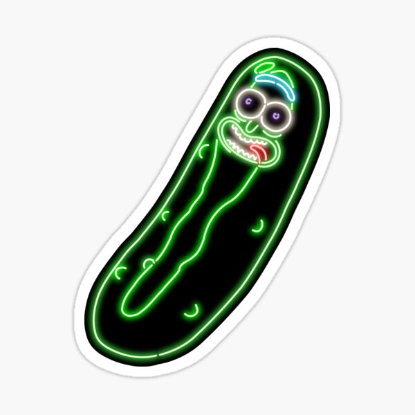 Neon Pickle Rick (Black) Sticker
