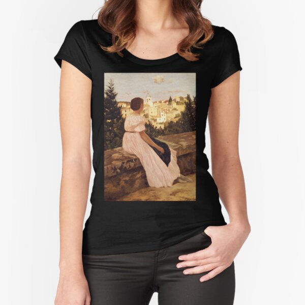 HIGH RESOLUTION The Pink Dress Frederic Bazille Fitted Scoop T-Shirt