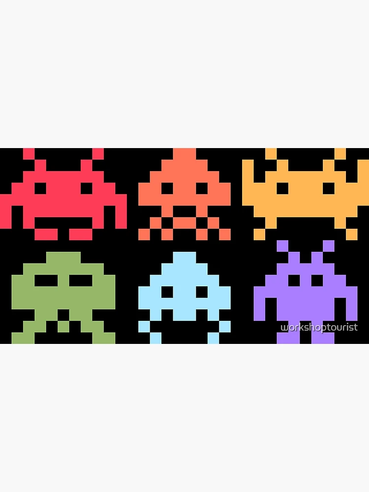 Space Invaders Pixel Art Rainbow Aliens