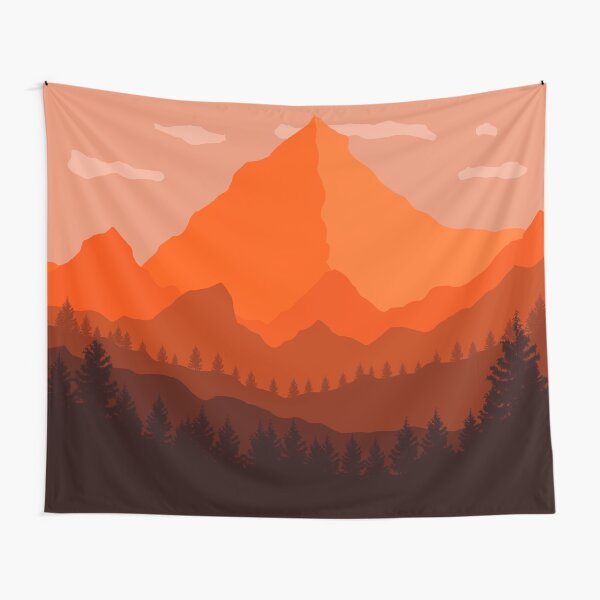 Orange Landscape - Flat Tapestry
