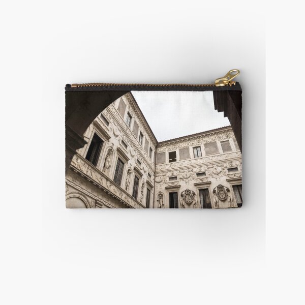 Item preview, Palatial Courtyard Framed - Opulent Walls with Statues Reliefs Friezes and Coats of Arms designed and sold by Georgia Mizuleva.