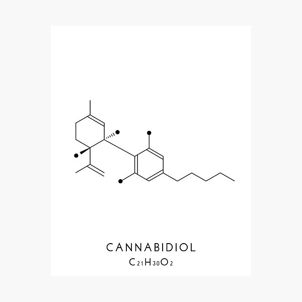 Aperçu de l'œuvre Structure moléculaire du CBD - Blanc créée et vendue par typelab.