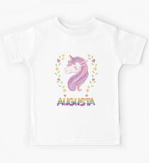 Augusta Unicorn Rainbow Heart Text - Special Personalised Gift For Augusta Kids T-Shirt