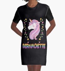 Bernadette Unicorn Rainbow Heart Text - Special Personalised Gift For Bernadette Graphic T-Shirt Dress