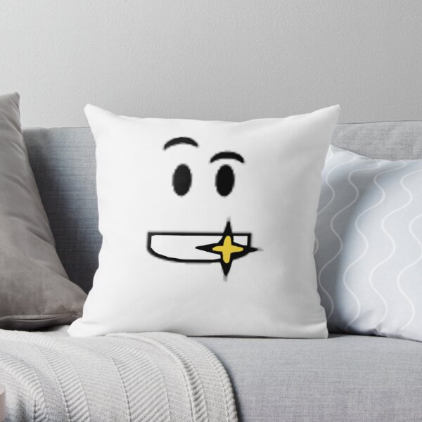 Roblox Golden Shiny Teeth Face Throw Pillow By Ivarkorr Redbubble - free shiny teeth face roblox