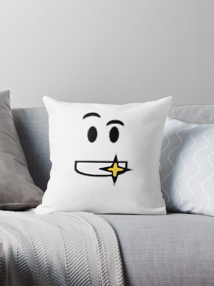 Roblox Golden Shiny Teeth Face Throw Pillow By Ivarkorr Redbubble - roblox how to get shiny teeth for free