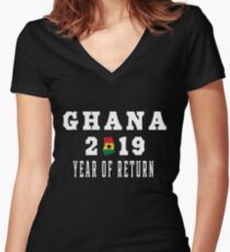 Ghana 2019 Year Of Return Ghana Flag (white) Women's Fitted V-Neck T-Shirt