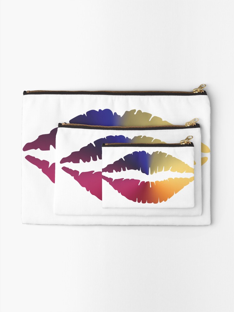 Alternate view of Lips Angle Gradient (Clear/White) Zipper Pouch