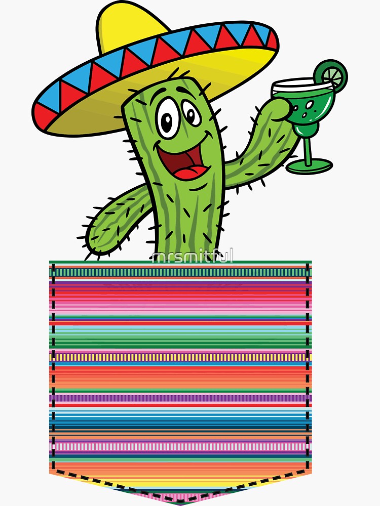 Cactus Blanket Pocket Serape Mexican Fiesta Party T-Shirt