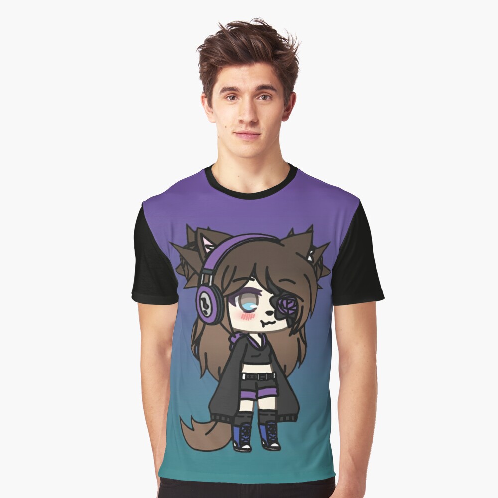 Camiseta masculina da série Gacha Life, Karin, a estranha gótica