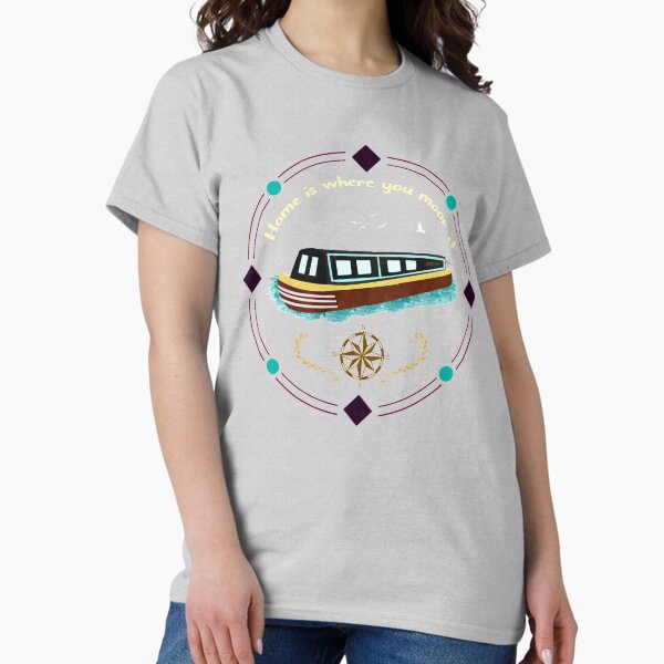 Item preview, Narrowboat Illustration Home is where You Moore It designed and sold by HeyHoJo.
