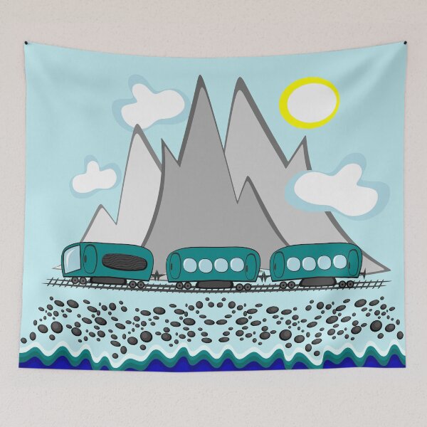 Item preview, Train travel along the sea and mountains designed and sold by Magazin-Brenda.