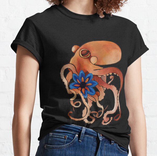 Octopus with blue dahlia Classic T-Shirt