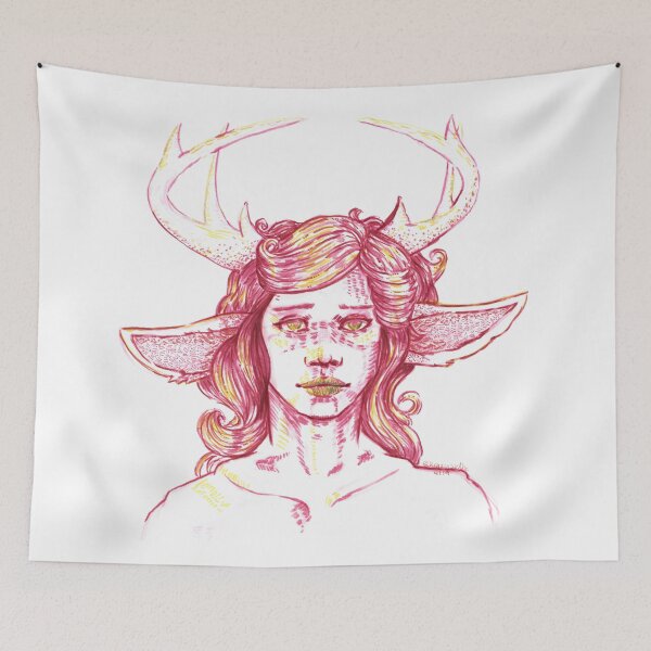 Item preview, Pink Fantasy Deer Boy With Antlers, 2019 designed and sold by krazysidhe.