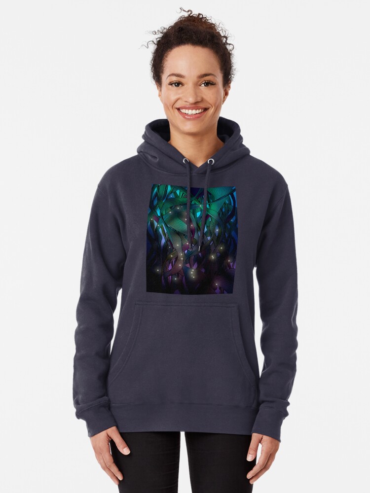 Alternate view of Nocturne (with Fireflies) Pullover Hoodie