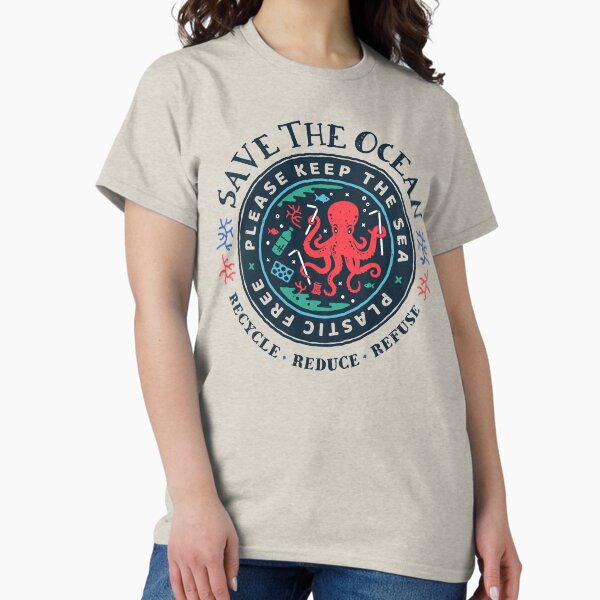 Item preview, Save The Ocean - Please Keep the Sea Plastic Free - Octopus Scene designed and sold by Bangtees.