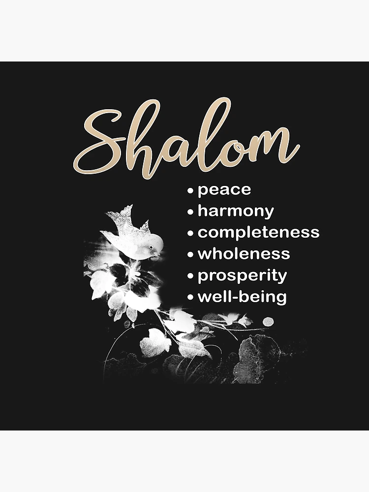 Oikos Ministries - Shalom (Wholeness) “In the Bible, shalom means universal  flourishing, wholeness, and delight--a rich state of affairs in which  natural needs are satisfied and natural gifts fruitfully employed, a state