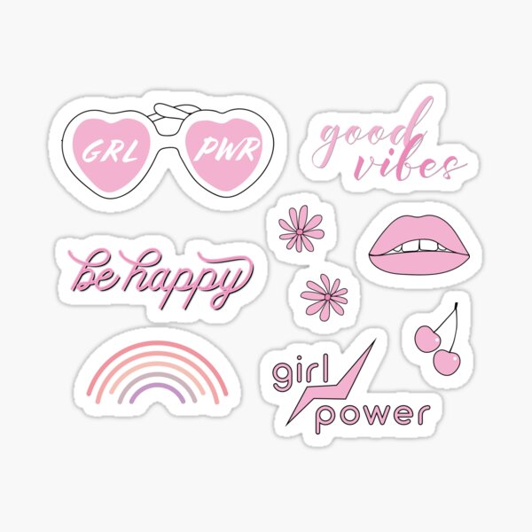 50 Piece Super Pink Girly / Girl Power Style Sticker Bomb