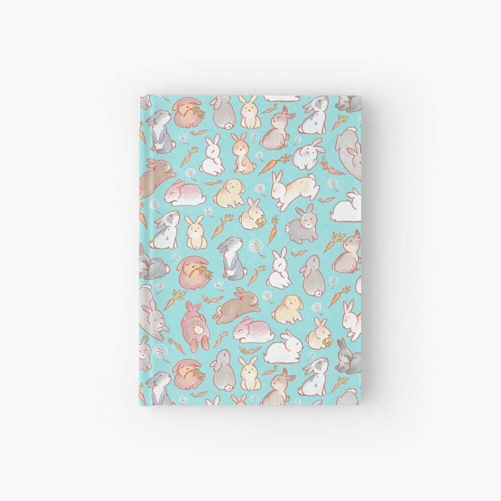 Cute bunny pattern blue Hardcover Journal