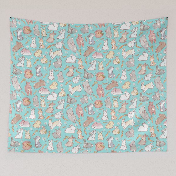 Item preview, Cute bunny pattern blue designed and sold by strijkdesign.