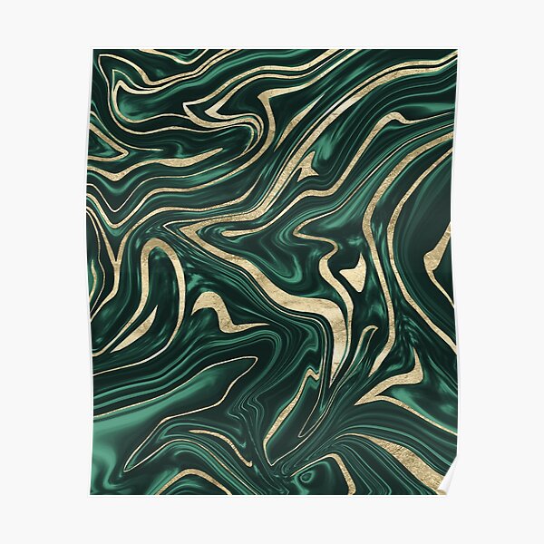 Emerald Green Black Gold Marble #1 #decor #art Poster by anitabellajantz