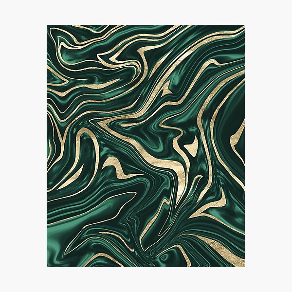 Emerald Green With Gold Marble Texture Wallpaper, Black With