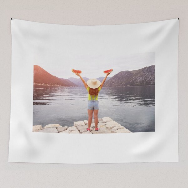 Item preview, girl with watermelon on a vacation Kotor bay Montenegro designed and sold by goceris.