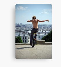 Mono-riding on Paris roofs... Canvas Print