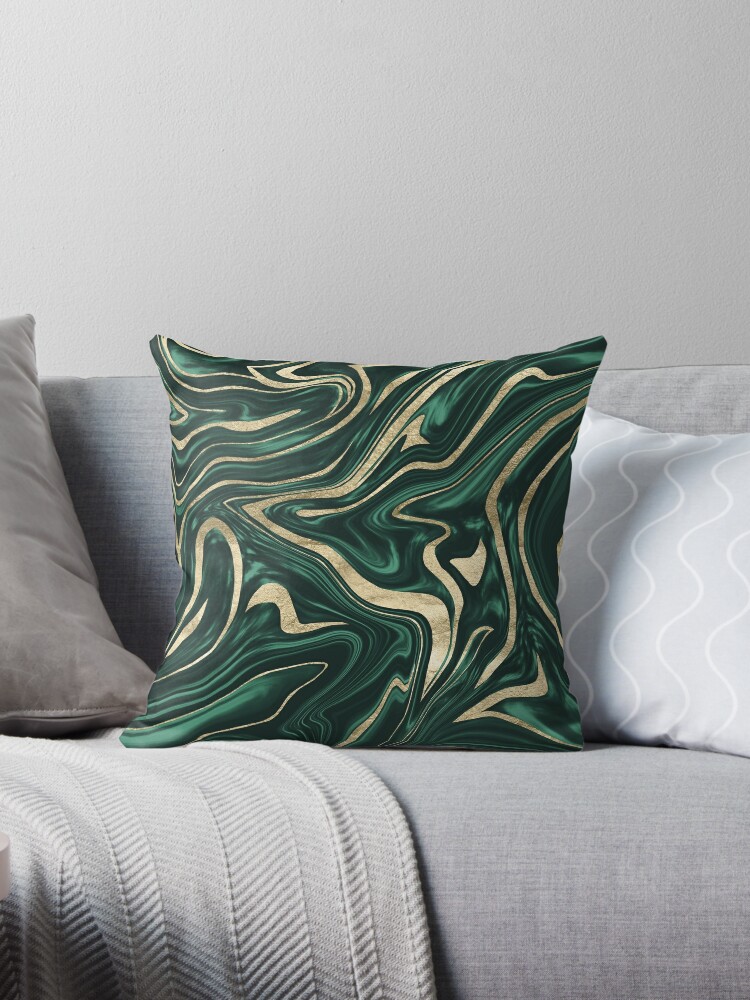 Emerald Green Black Gold Marble 1 Decor Art Throw Pillow By Anitabellajantz