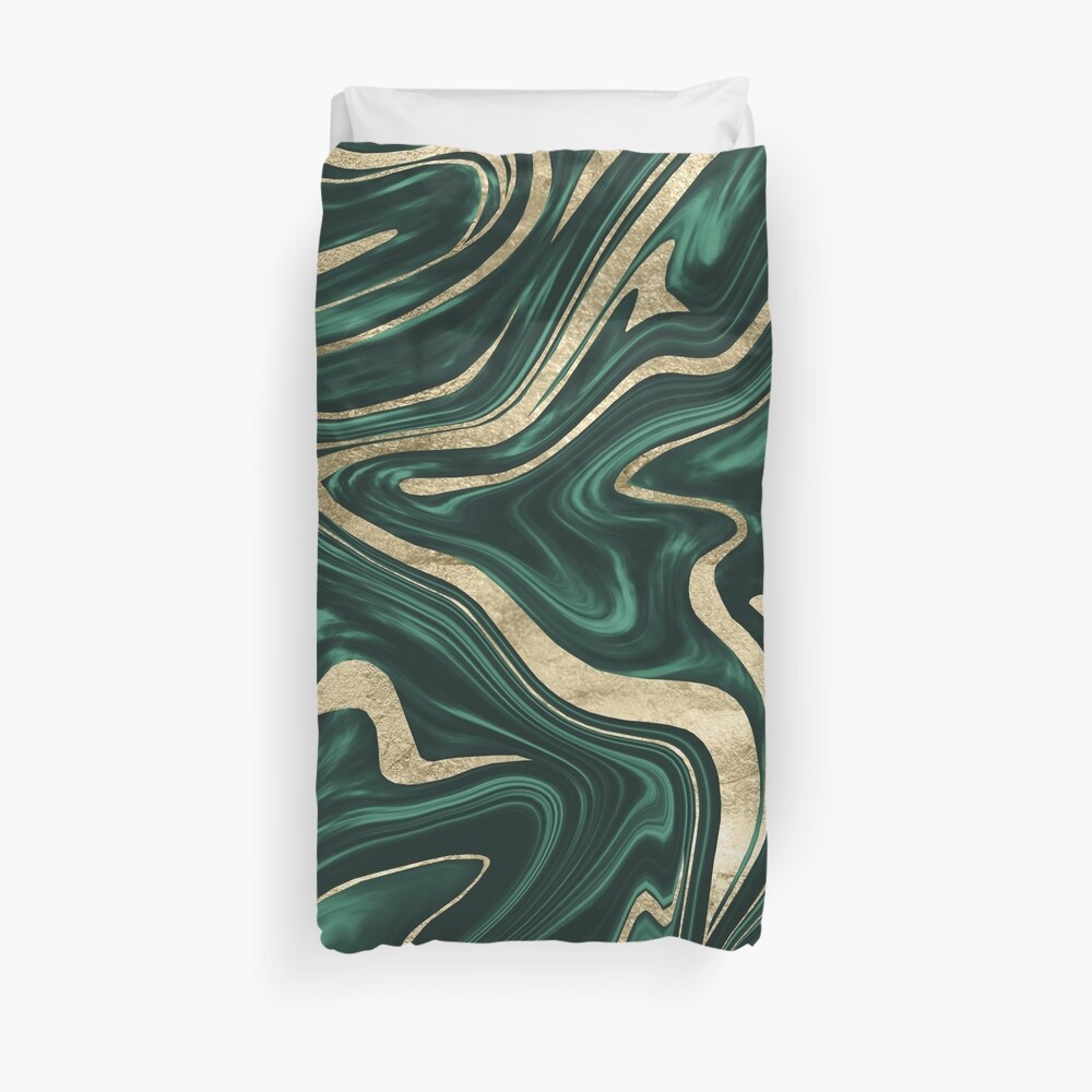 Emerald Green Black Gold Marble #1 #decor #art Duvet Cover